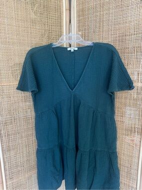 Madewell Forest Green Textured Gauze Top